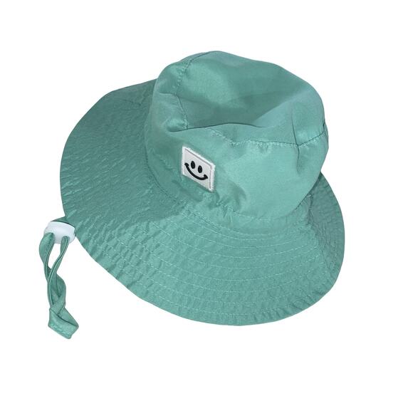 MaxNova Baby Sun Hat Smile Face UPF 50+ Infant Bucket Hat in Teal 0-6 Months - Picture 1 of 7